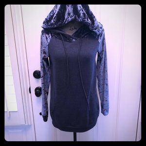 Navy mixed fabric hoodie. Like new.